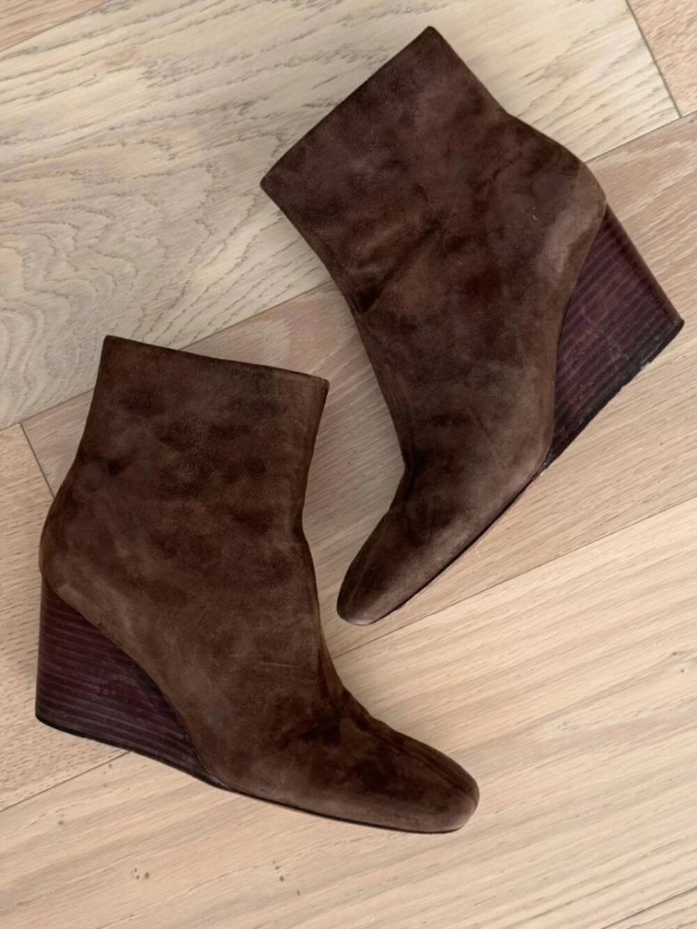 Vince Brown Suede Wedge Ankle Boots Women’s 10